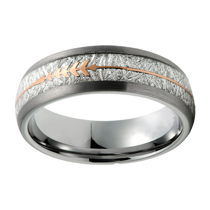 6mm Meteor Tungsten with Arrow Rose Gold Plating Ring