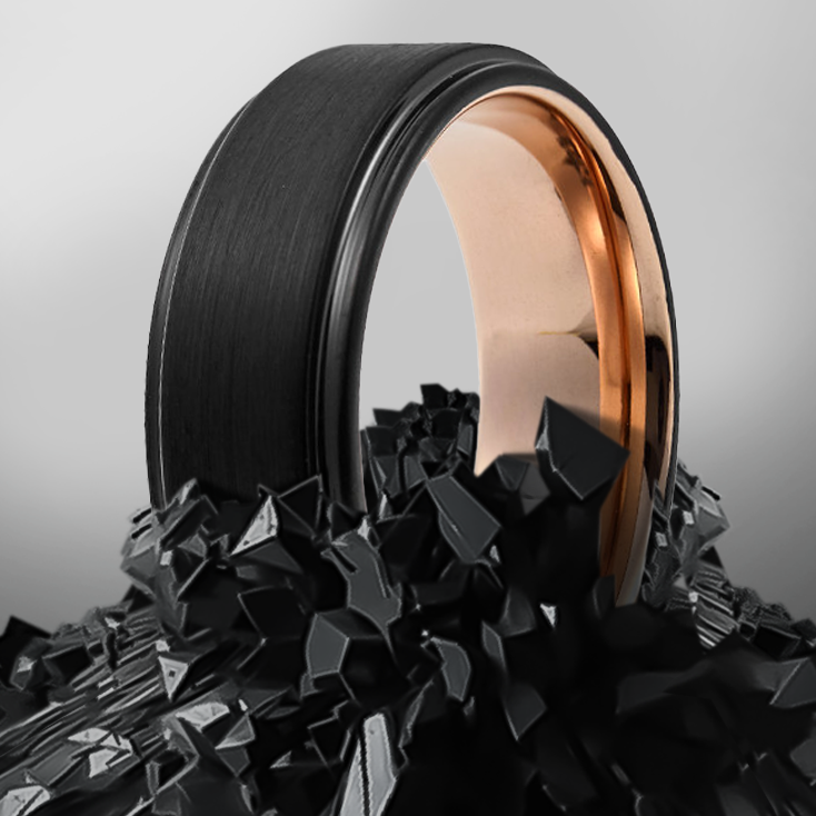 8mm Black Brushed Black Polished Tungsten Ring