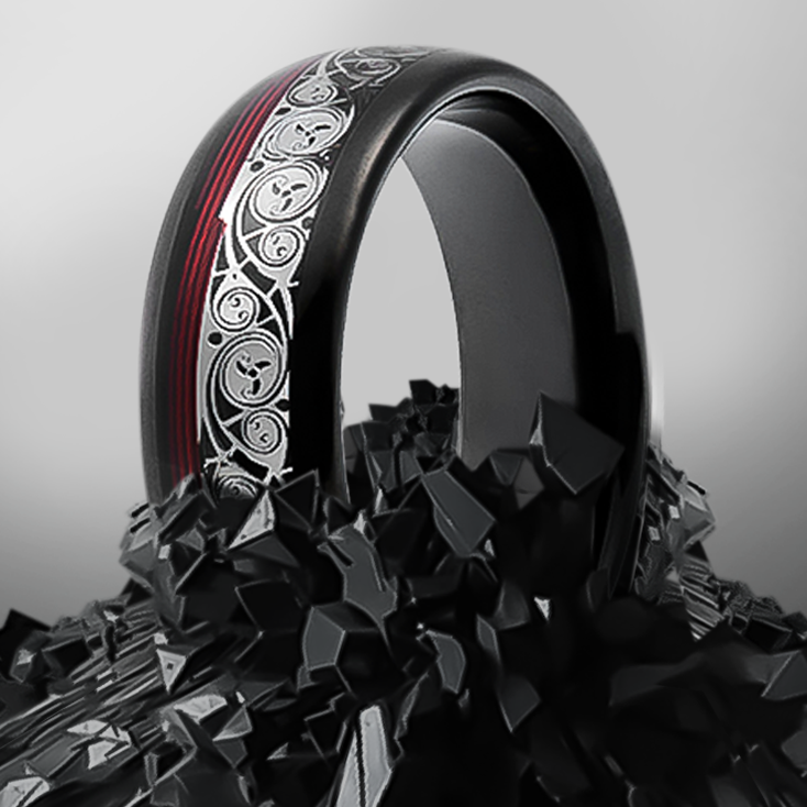8mm Decorated Enamel Design Tungsten Ring