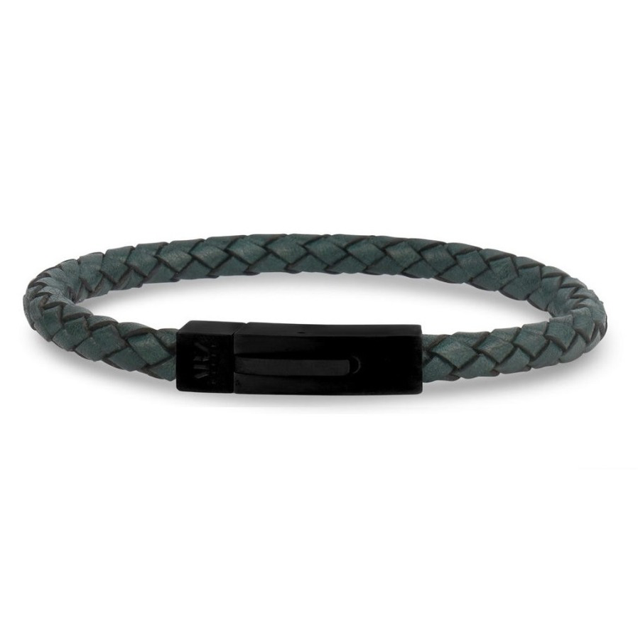 Brilliant Leather Strap Stainless Steel Bracelet