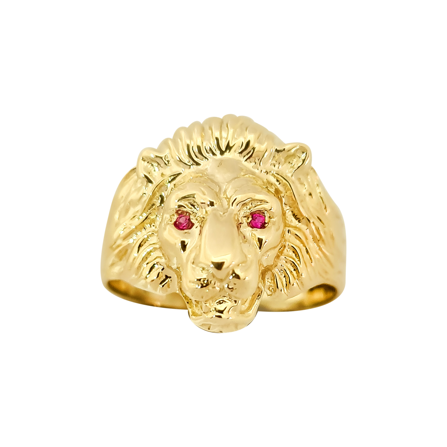 5mm Lion Head Ruby Gents 9ct Yellow Gold Wedding Band