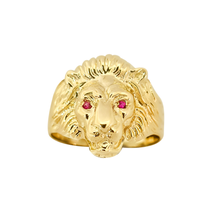 5mm Lion Head Ruby Gents 9ct Yellow Gold Wedding Band
