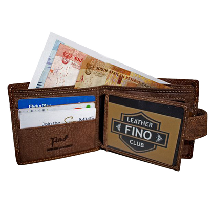 Fino Rhino Embossed Foldover Genuine Leather Wallet with Sim Card Slot