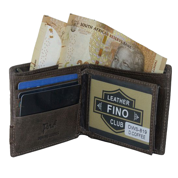 Fino Rhino Emblem Foldover Genuine Leather Wallet with Sim Card Slot