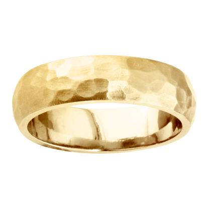 Hammered Brushed or Polished 9ct Yellow Gold Wedding Band