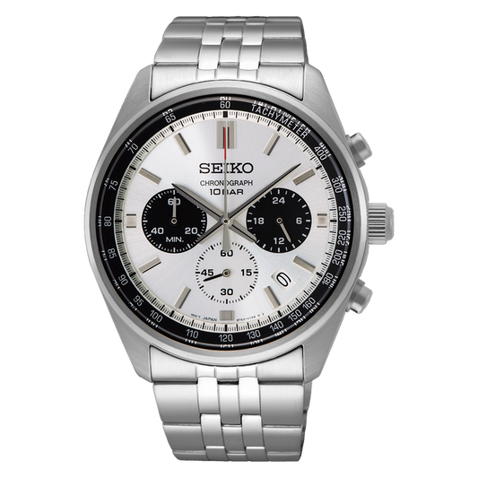 Seiko Chronograph White Face Watch Gents