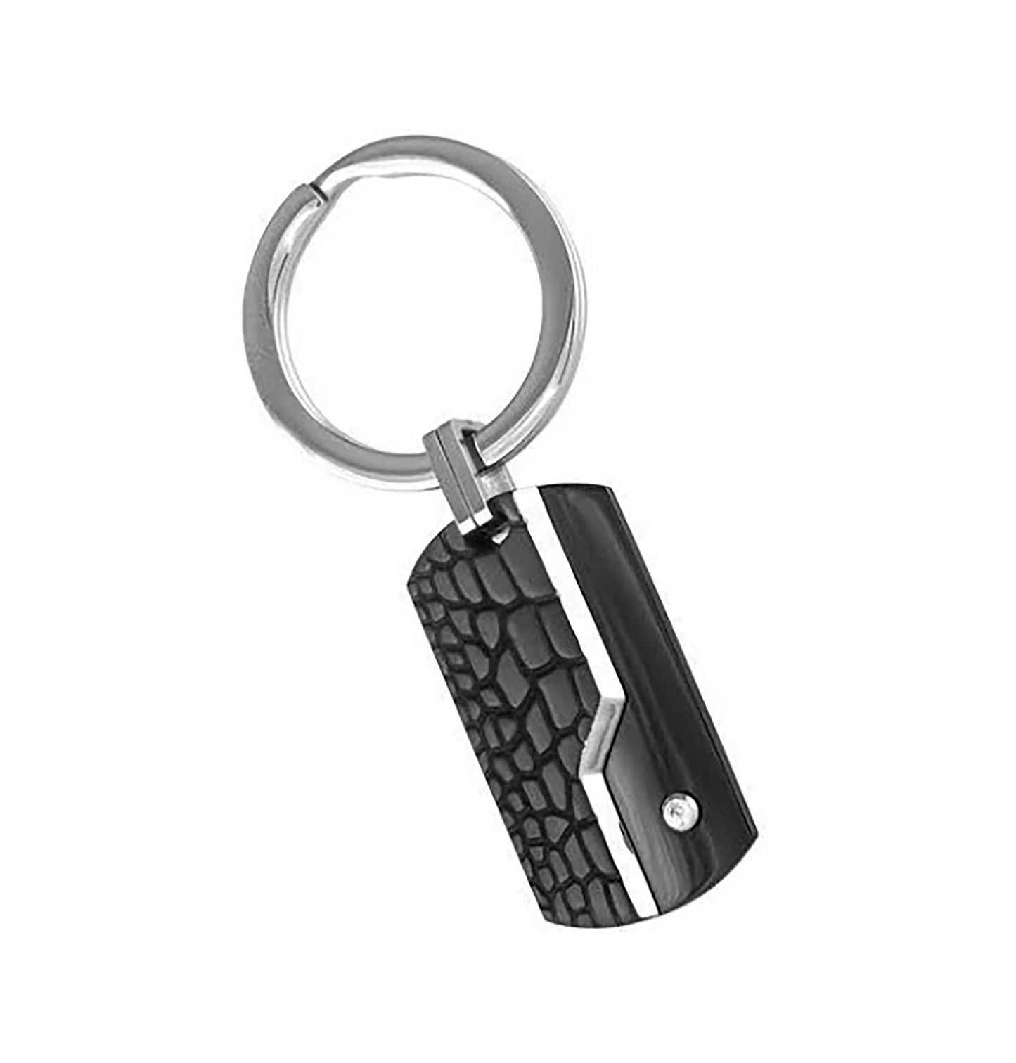 Black Steel Polished Reptile Scaled Design Key Ring by ARZ STEEL