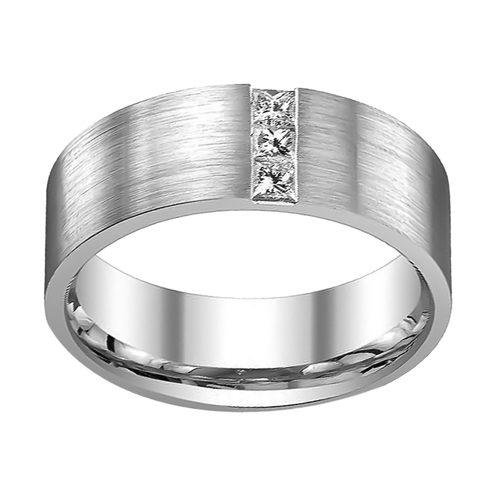 8mm Band with Diamond Gents 9ct White Gold Wedding Band.   Gemstone: 0.22ct Diamonds Colour: Gs-Si Clearity: G-H Metal: 375 - 9ct White Gold