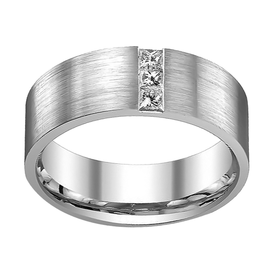 8mm Band with Diamond Gents 9ct White Gold Wedding Band.   Gemstone: 0.22ct Diamonds Colour: Gs-Si Clearity: G-H Metal: 375 - 9ct White Gold