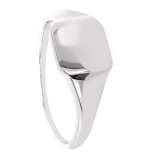 Plain Pure Square 925 Sterling Silver Signet Ring
