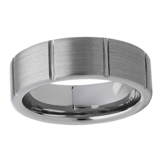 7mm Brushed Inlay Track Tungsten Ring