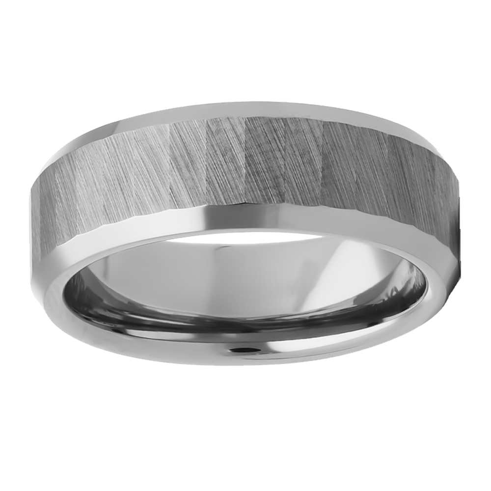 7mm Hammered Wedding Band Tungsten Ring