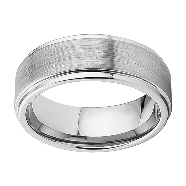 8mm Side Groove Brushed Polished Tungsten Ring