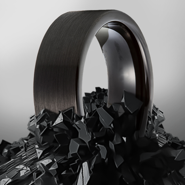 8mm Black Rounded Edge Tungsten Ring