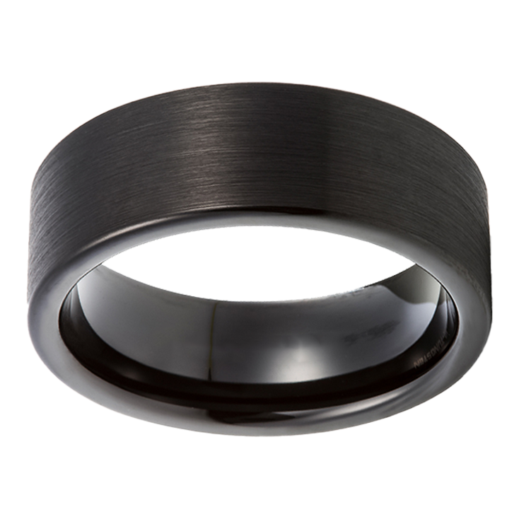 8mm Black Rounded Edge Tungsten Ring