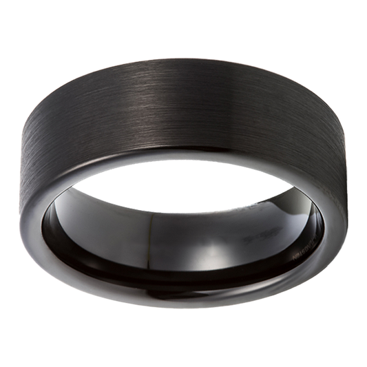 8mm Black Rounded Edge Tungsten Ring