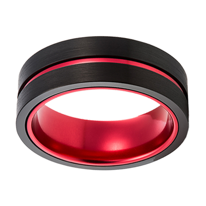 8mm Black with Red Inlay and Inner Tungsten Ring