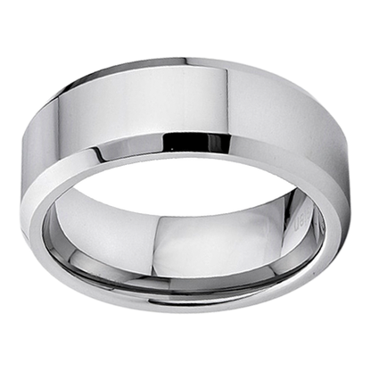 8mm Polished Beveled Edge Tungsten Ring