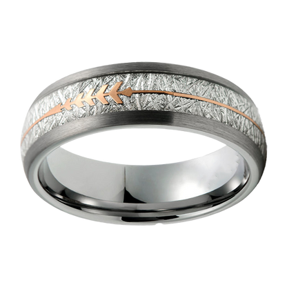 6mm Meteor Tungsten with Arrow Rose Gold Plating Ring