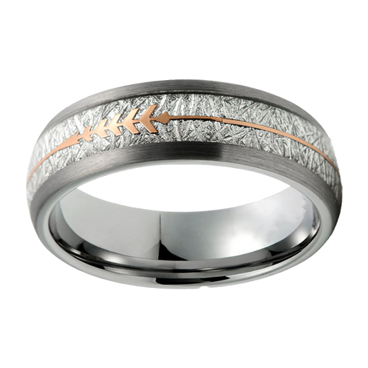 6mm Meteor Tungsten with Arrow Rose Gold Plating Ring