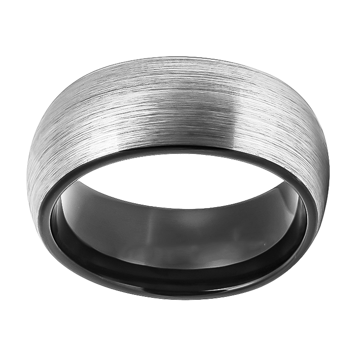 8mm Brushed with inner Black Polished Tungsten Ring