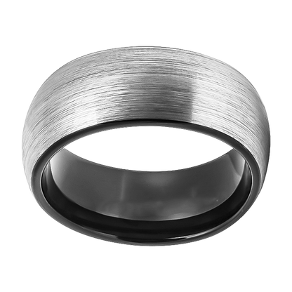 8mm Brushed with inner Black Polished Tungsten Ring