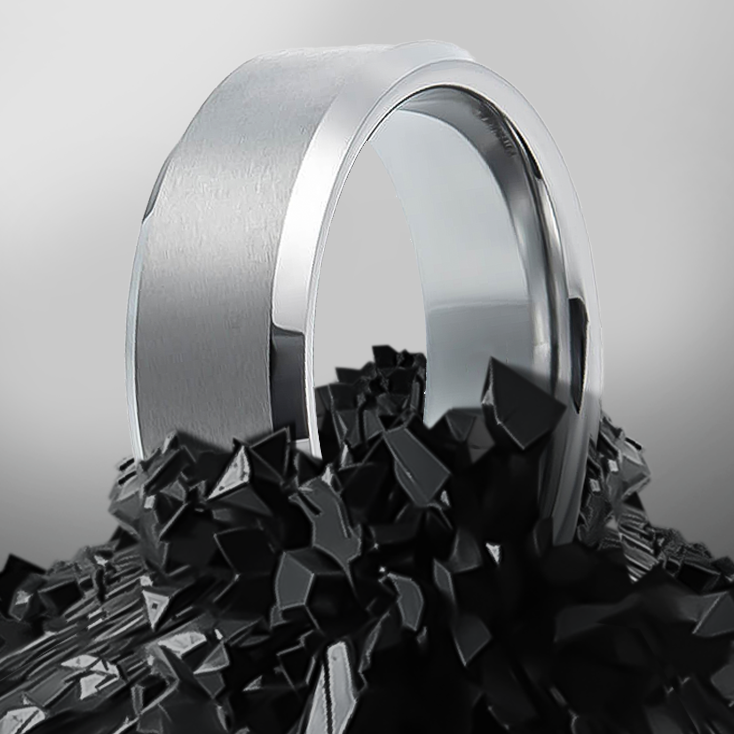 8mm Brushed with Polished Finish Tungsten Ring
