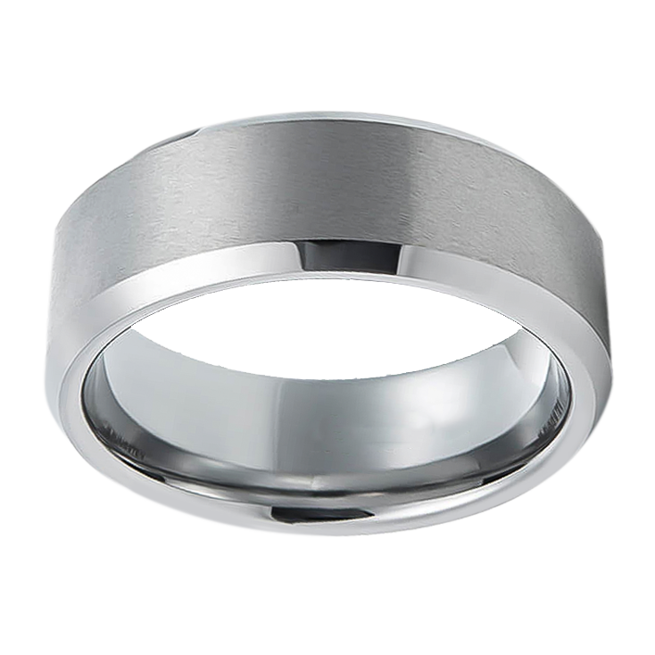 8mm Brushed with Polished Finish Tungsten Ring