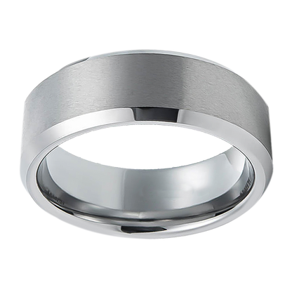 8mm Brushed with Polished Finish Tungsten Ring
