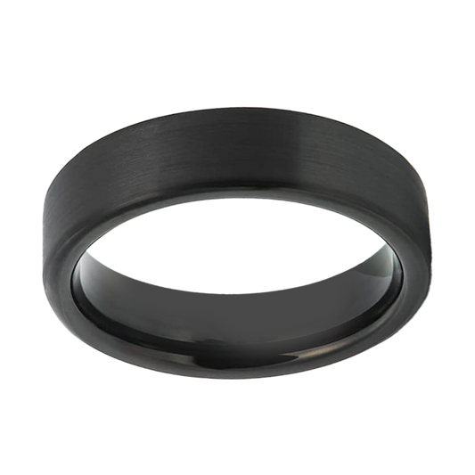 Tungsten Rings for Men - Unveiling Masculine Elegance: Discover the perfect blushed and polished black style and durability with our tungsten rings. Ideal for gents seeking sophistication in both wedding bands and fashion statements.  Metal: 74 - Tungsten    Pros: Durable, Affordable Elegance, Hypoallergenic, Versatile Styles. Cons: Brittleness, Non-Resizable.  Does come in half sizes as well. Please contact us if you do need it in half size at sales@sunsonite.com  
