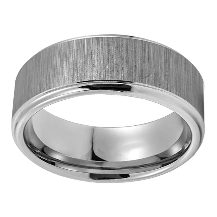8mm Side Brushed with Polished Tungsten Ring