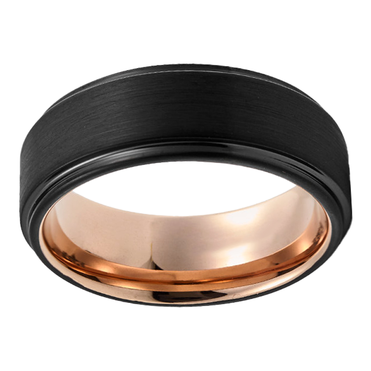 8mm Black Brushed Black Polished Tungsten Ring