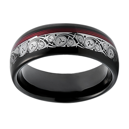 8mm Decorated Enamel Design Tungsten Ring