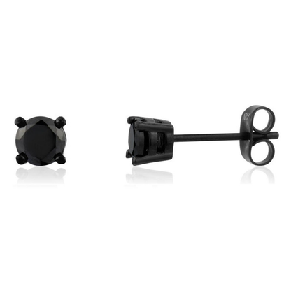 Mens Black Stone Black Stainless Steel Studs