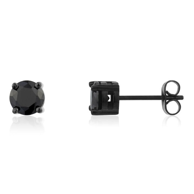 Mens Black Stone Black Stainless Steel Studs