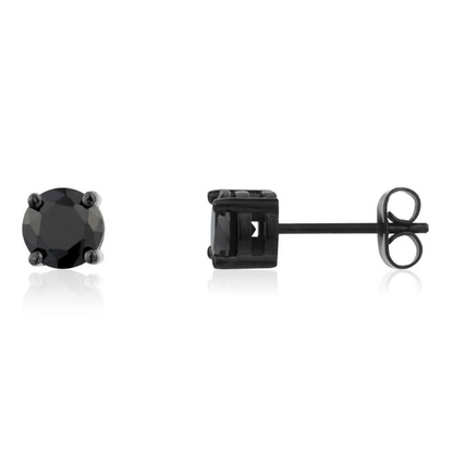 Mens Black Stone Black Stainless Steel Studs