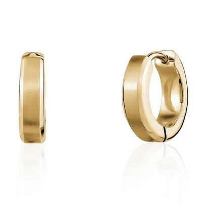 Mens Beveled Edge Hoop Huggie Stainless Steel Studs
