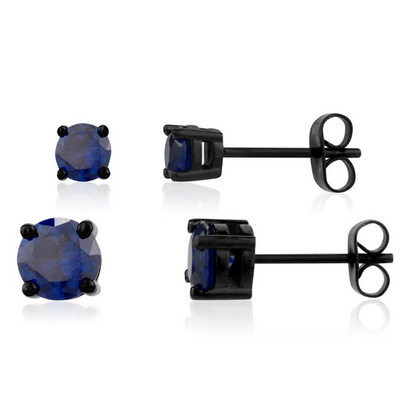Mens Blue Stone Stainless Steel Studs