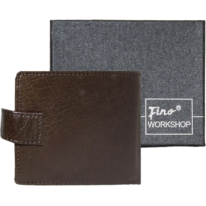 Fino Coffee Foldover Genuine Leather Wallet with Sim Card Slot