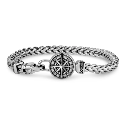 Urn Compass Franco Link Stainless Steel Bracelet