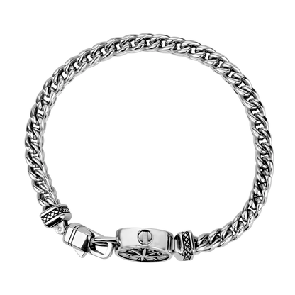 Urn Compass Franco Link Stainless Steel Bracelet