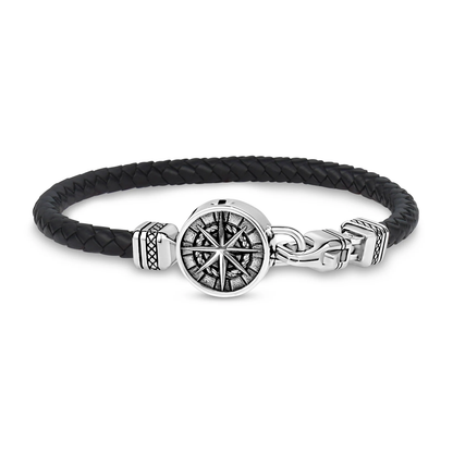Urn Compass Stainless Steel Pendant with Rubber Bracelet