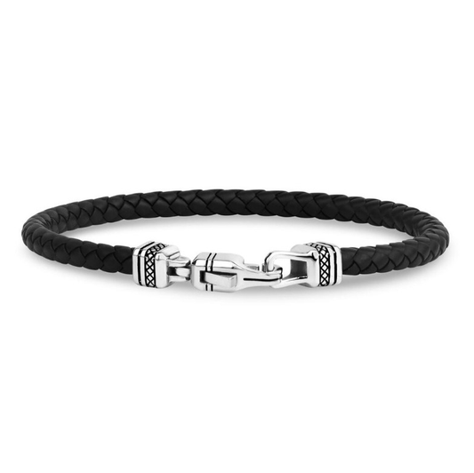 Woven Rubber Link Stainless Steel Bracelet