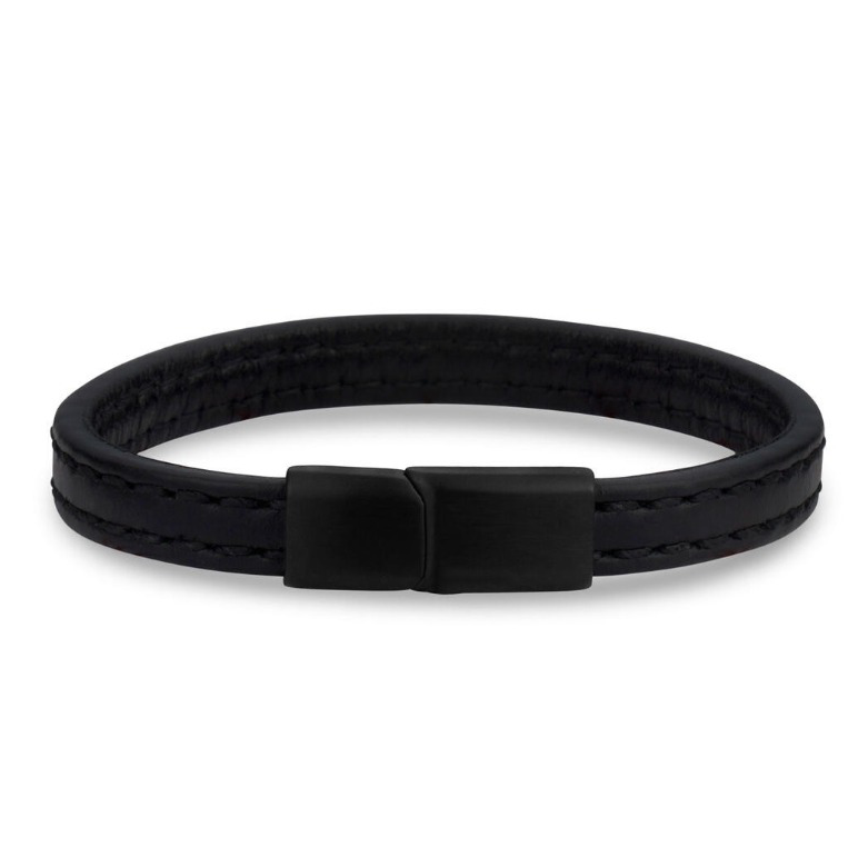 Vintage Leather and Stainless Steel Bracelet