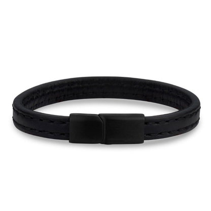 Vintage Leather and Stainless Steel Bracelet