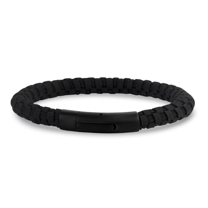 Rigg Woven Leather and Stainless Steel Bracelet