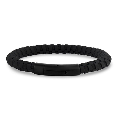 Rigg Woven Leather and Stainless Steel Bracelet