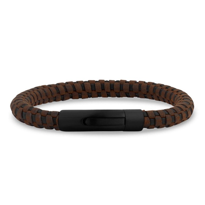Rigg Woven Leather and Stainless Steel Bracelet
