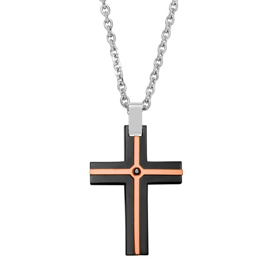 Two-Tone Cross Necklace 50cm