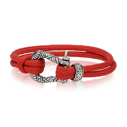Red & Silver Cord U Lock Clasp Bracelet